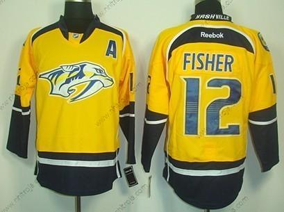 Herrar Nashville Predators #12 Mike Fisher Gul Tröjor