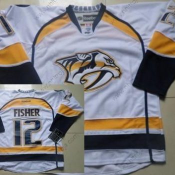 Herrar Nashville Predators #12 Mike Fisher Vit Tröjor