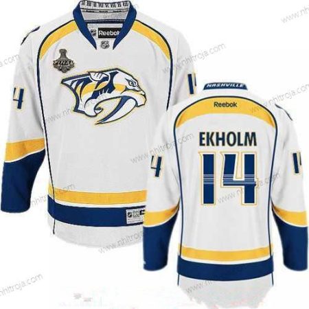 Herrar Nashville Predators #14 Mattias Ekholm Vit 2017 Stanley Cup Finals Patch Stitched NHL Reebok Hockey Tröjor