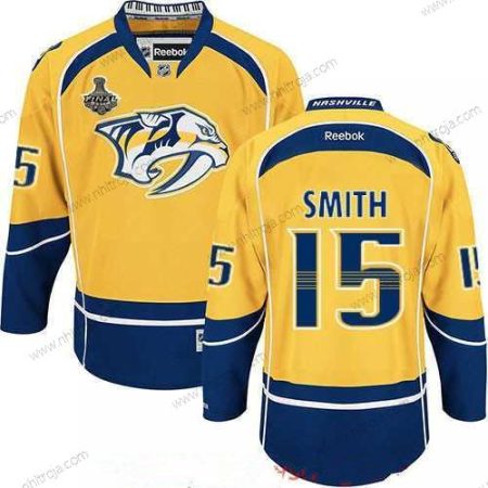 Herrar Nashville Predators #15 Craig Smith Gul 2017 Stanley Cup Finals Patch Stitched NHL Reebok Hockey Tröjor