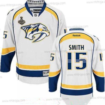 Herrar Nashville Predators #15 Craig Smith Vit 2017 Stanley Cup Finals Patch Stitched NHL Reebok Hockey Tröjor