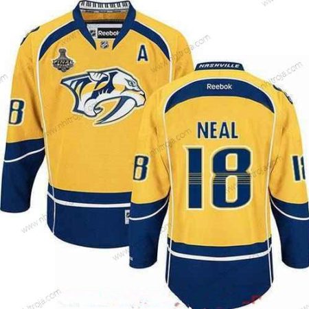 Herrar Nashville Predators #18 James Neal Gul 2017 Stanley Cup Finals A Patch Stitched NHL Reebok Hockey Tröjor