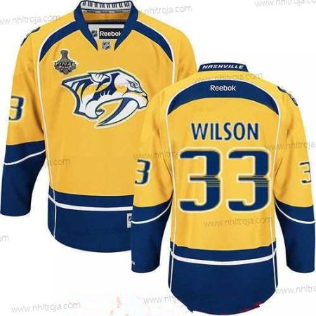 Herrar Nashville Predators #33 Colin Wilson Gul 2017 Stanley Cup Finals Patch Stitched NHL Reebok Hockey Tröjor