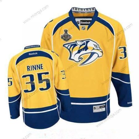 Herrar Nashville Predators #35 Pekka Rinne Gul 2017 Stanley Cup Finals Patch Stitched NHL Reebok Hockey Tröjor