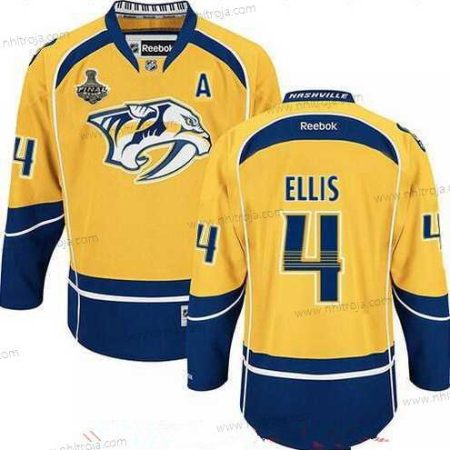 Herrar Nashville Predators #4 Ryan Ellis Gul 2017 Stanley Cup Finals A Patch Stitched NHL Reebok Hockey Tröjor