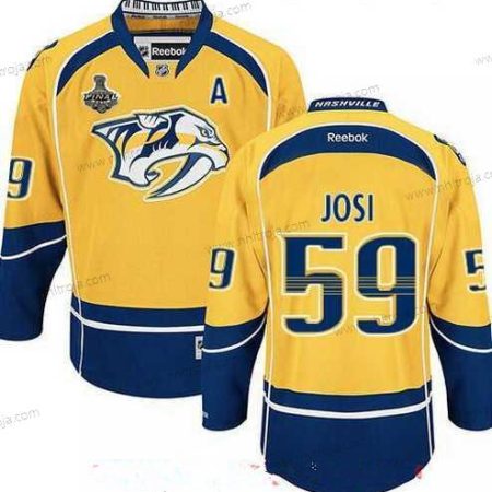 Herrar Nashville Predators #59 Roman Josi Gul 2017 Stanley Cup Finals A Patch Stitched NHL Reebok Hockey Tröjor