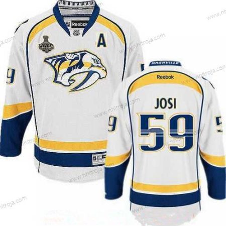 Herrar Nashville Predators #59 Roman Josi Vit 2017 Stanley Cup Finals A Patch Stitched NHL Reebok Hockey Tröjor