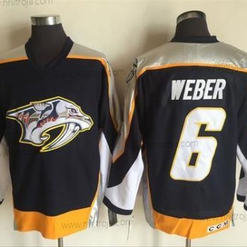 Herrar Nashville Predators #6 Shea Weber Marin Blå 1998-99 Stitched NHL CCM Vintage Hockey Tröjor