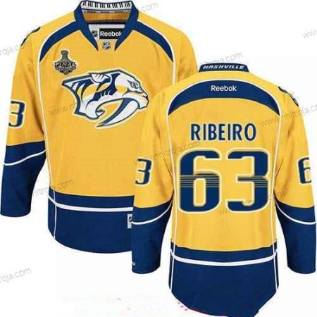 Herrar Nashville Predators #63 Mike Ribeiro Gul 2017 Stanley Cup Finals Patch Stitched NHL Reebok Hockey Tröjor