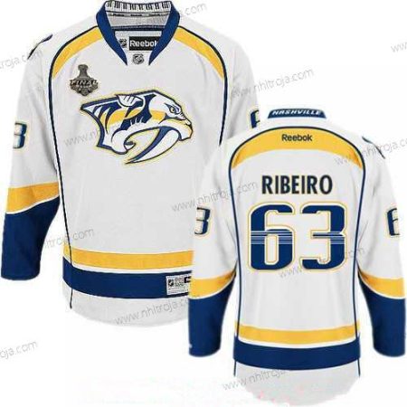 Herrar Nashville Predators #63 Mike Ribeiro Vit 2017 Stanley Cup Finals Patch Stitched NHL Reebok Hockey Tröjor