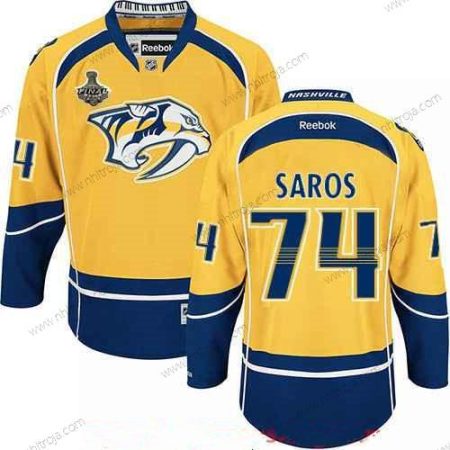 Herrar Nashville Predators #74 Juuse Saros Gul 2017 Stanley Cup Finals Patch Stitched NHL Reebok Hockey Tröjor