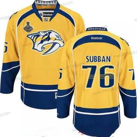 Herrar Nashville Predators #76 P.K. Subban Gul 2017 Stanley Cup Finals Patch Stitched NHL Reebok Hockey Tröjor