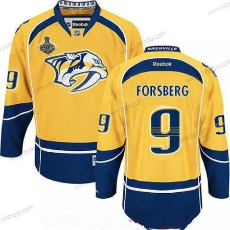 Herrar Nashville Predators #9 Filip Forsberg Gul 2017 Stanley Cup Finals Patch Stitched NHL Reebok Hockey Tröjor