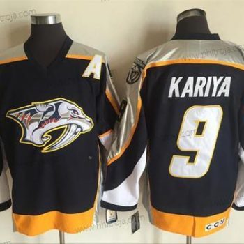 Herrar Nashville Predators #9 Paul Kariya Marin Blå 1998-99 Stitched NHL CCM Vintage Hockey Tröjor