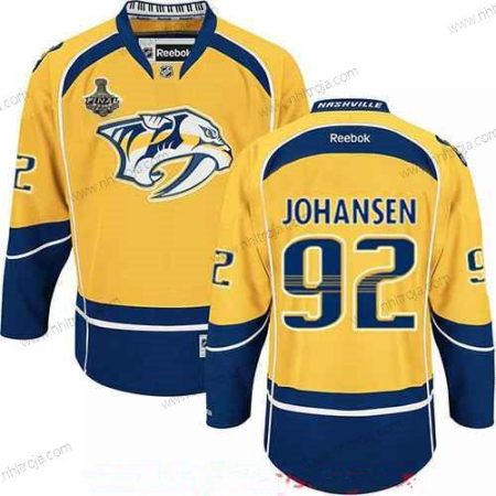 Herrar Nashville Predators #92 Ryan Johansen Gul 2017 Stanley Cup Finals Patch Stitched NHL Reebok Hockey Tröjor