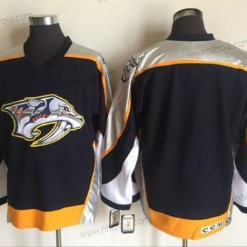 Herrar Nashville Predators Blank Marin Blå 1998-99 Stitched NHL CCM Vintage Hockey Tröjor