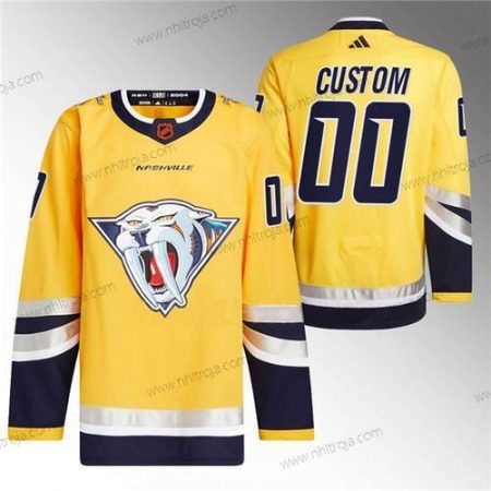 Herrar Nashville Predators Skräddarsydda Guld 2022-23 Omvänd Retro Stitched Tröjor