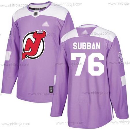 Herrar New Jersey Devils #76 P. K. Subban Lila Autentisk Bekämpar cancer Stitched Hockey Tröjor