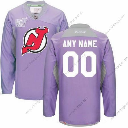 Herrar New Jersey Devils Skräddarsydda Lila Rosa Reebok Hockey Bekämpar cancer Träning Tröjor