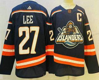 Herrar New York Islanders #27 Anders Lee Blå 2022 Omvänd Retro Stitched Tröjor