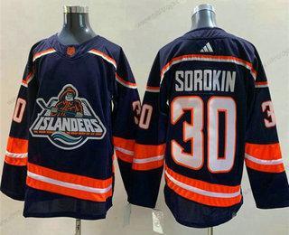 Herrar New York Islanders #30 Ilya Sorokin Marin 2022 Omvänd Retro Stitched Tröjor