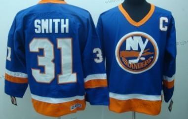 Herrar New York Islanders #31 Billy Smith Blå Retro CCM Tröjor