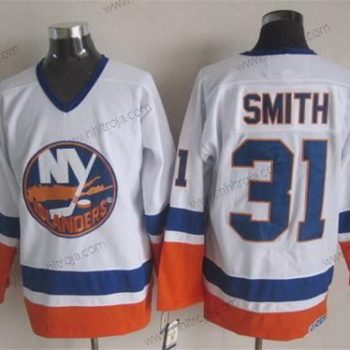 Herrar New York Islanders #31 Billy Smith Vit Retro CCM Tröjor