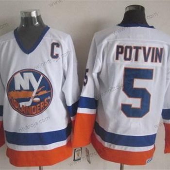 Herrar New York Islanders #5 Denis Potvin Vit Retro CCM Tröjor