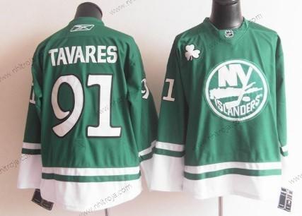 Herrar New York Islanders #91 John Tavares St. Patrick’S Day Grön Tröjor