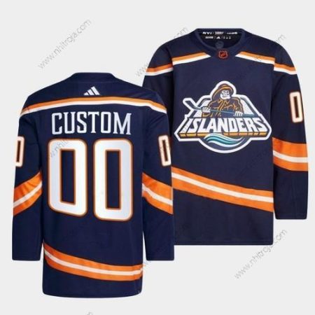 Herrar New York Islanders Skräddarsydda 2022 Marin Omvänd Retro 2.0 Stitched Tröjor