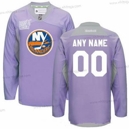 Herrar New York Islanders Skräddarsydda Lila Rosa Reebok Hockey Bekämpar cancer Träning Tröjor