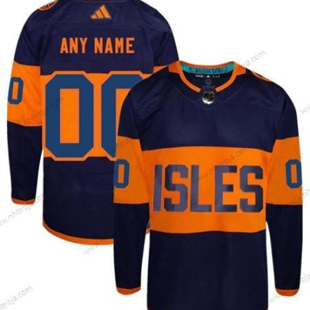 Herrar New York Islanders Skräddarsydda Marin 2024 Stadium Series Stitched Tröjor