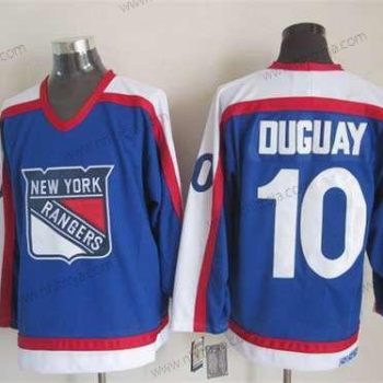 Herrar New York Rangers #10 Ron Duguay Blå With Vit CCM Vintage Tröjor