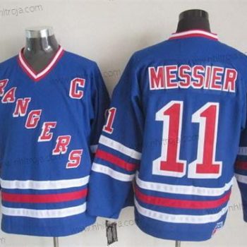 Herrar New York Rangers #11 Mark Messier 1993 Blå Retro CCM Tröjor