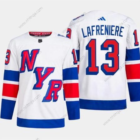 Herrar New York Rangers #13 Alexis Lafreniere Vit 2024 Stadium Series Stitched Tröjor