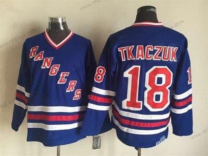 Herrar New York Rangers #18 Walt Tkaczuk 1990-91 Blå CCM Vintage Tröjor