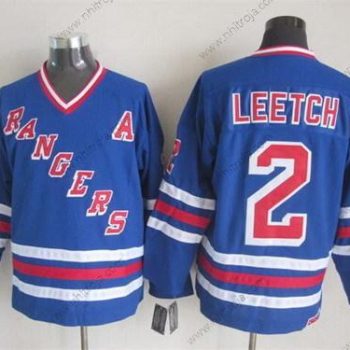 Herrar New York Rangers #2 Brian Leetch 1993 Blå Retro CCM Tröjor