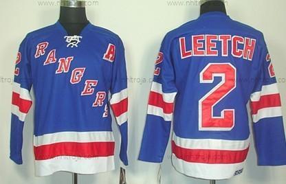 Herrar New York Rangers #2 Brian Leetch Blå Retro CCM Tröjor