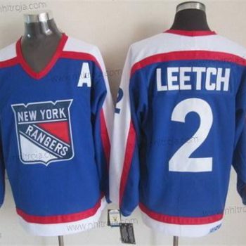 Herrar New York Rangers #2 Brian Leetch Blå With Vit Retro CCM Tröjor