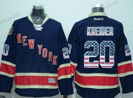 Herrar New York Rangers #20 Chris Kreider Reebok Marin Blå Tredje tröjan USA Flag Hockey Tröjor