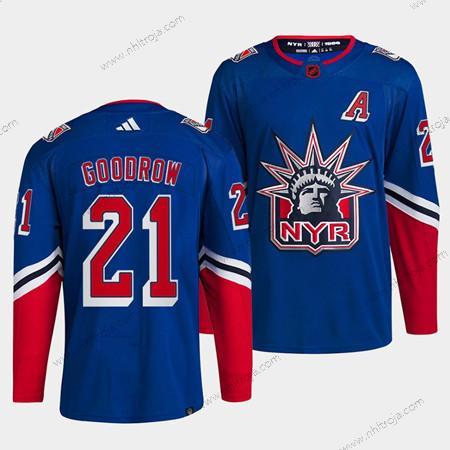 Herrar New York Rangers #21 Barclay Goodrow Blå 2022 Omvänd Retro Stitched Tröjor