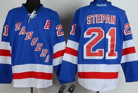 Herrar New York Rangers #21 Derek Stepan Blå Tröjor