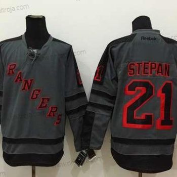 Herrar New York Rangers #21 Derek Stepan Charcoal Grå Tröjor