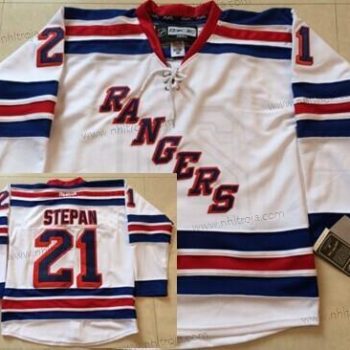 Herrar New York Rangers #21 Derek Stepan Vit Tröjor