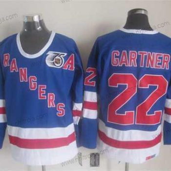 Herrar New York Rangers #22 Mike Gartner Blå 75Th CCM Vintage Tröjor