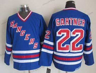 Herrar New York Rangers #22 Mike Gartner Blå CCM Vintage Tröjor