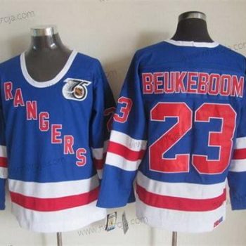 Herrar New York Rangers #23 Jeff Beukeboom Blå 75Th Retro CCM Tröjor