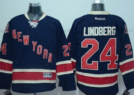 Herrar New York Rangers #24 Oscar Lindberg Marin Blå Tredje tröjan 85Th Tröjor