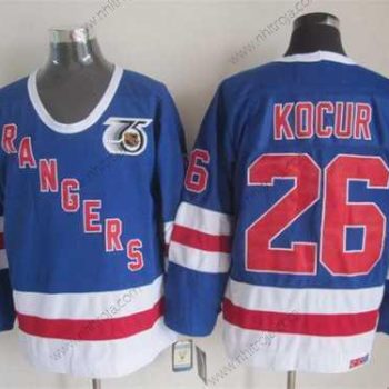 Herrar New York Rangers #26 Joey Kocur Blå 75Th CCM Vintage Tröjor