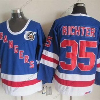 Herrar New York Rangers #35 Mike Richter Blå 75Th Retro CCM Tröjor